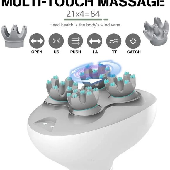 Electric Head Massager Waterproof  Red Light Care Handheld Massager 4 Detachable - Picture 8 of 11